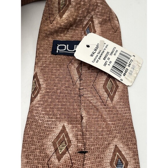 Puritan Tie Terracotta Geometric Diamond Pattern 100% Silk NWT - Picture 4 of 5